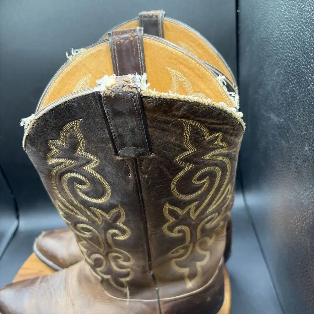 Justin 2253 Cowboy Boots Mens Size 12 EE Brown Buck Bay Apache Western Made USA
